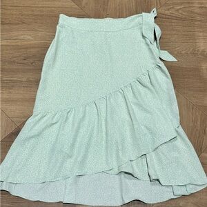 LC Lauren Conrad Light Green Ruffle Midi Skirt